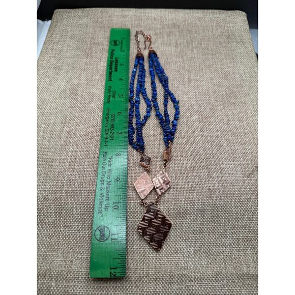 Jay King Desert Rose Trading Copper Lapis Mosaic Necklace Signed Excellent - Picture 7 of 9